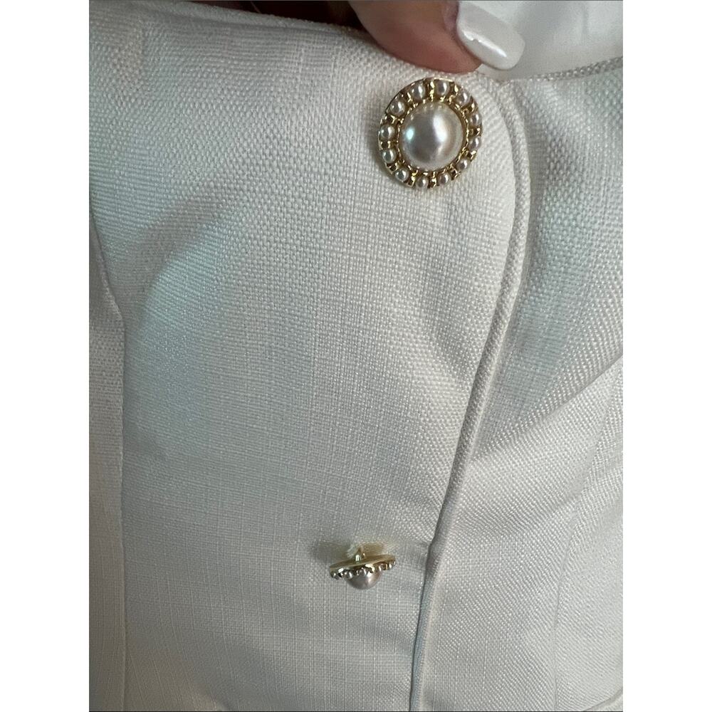REVOLVE White Square Neck Mini Dress with Pearl Buttons - Picture 7 of 9